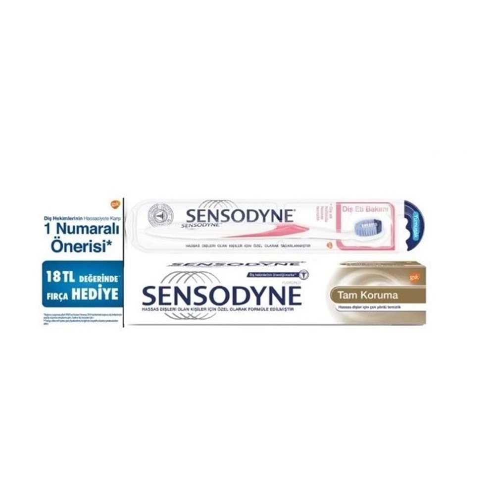 SENSODYNE DİŞ MACUNU TAM KORUMA 75 ML & SENSODYNE DİŞ FIRÇASI DİŞ ETİ BAKIMI KOFRE PAKET