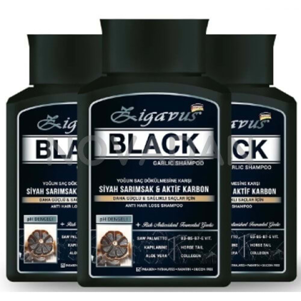 ZİGAVUS Black Siyah Sarımsaklı Şampuan 300 ml - 3 Al 2 Öde