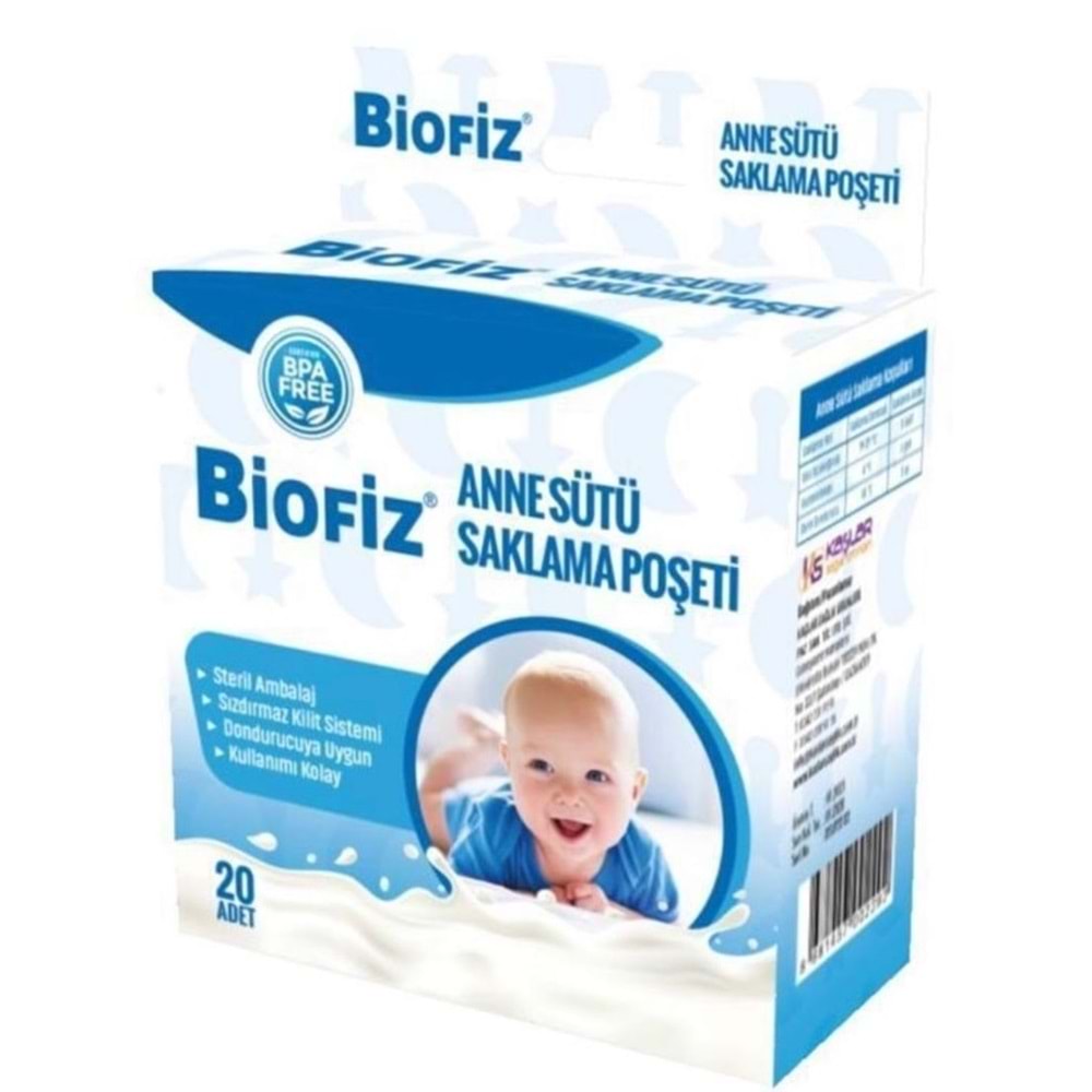 BİOFİZ ANNE SÜT SAKLAMA POŞETİ 20 Lİ KİLİTLİ SİSTEM