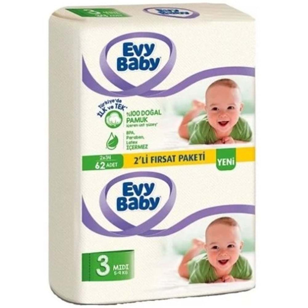 EVY BABY ÇOCUK BEZİ NO:3 62 ADET