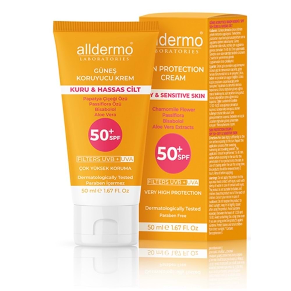 GUNES KORUYUCU SPF 50+ 50 ML KURU VE HASSAS ALLDERMO