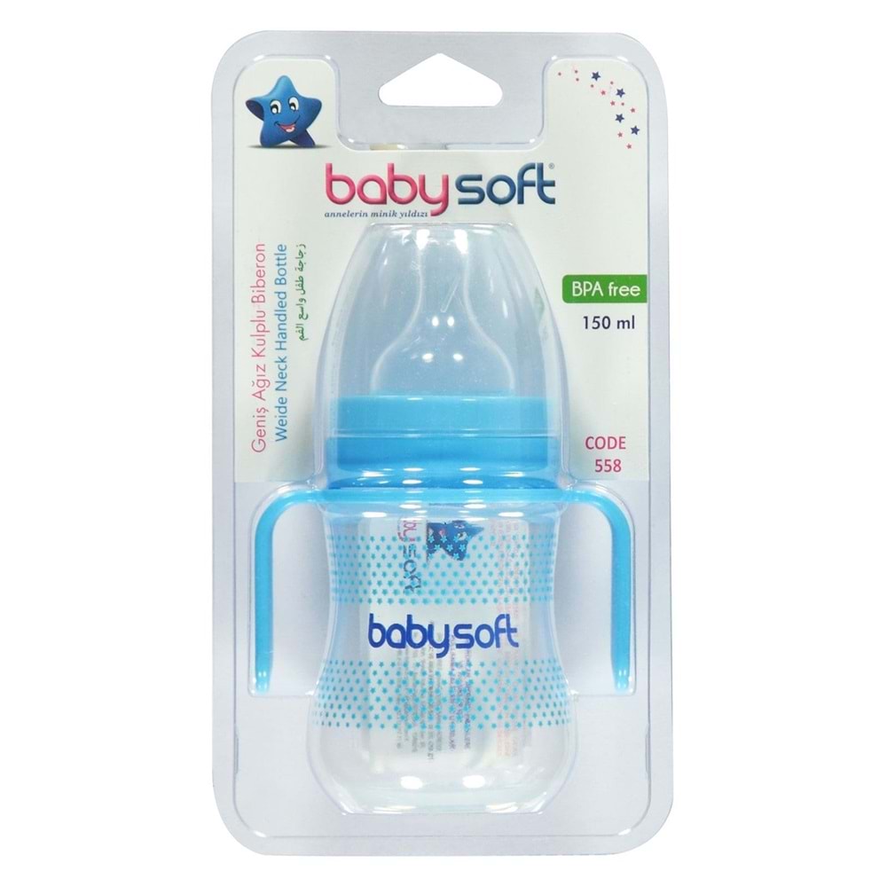 BABYSOFT GENIS AGIZLI KULPLU BIBERON 150 ML(558)