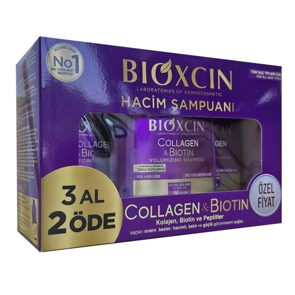 BİOXCIN COLLAGEN & BİOTİN HACİM ŞAMPUANI 300 ML 3 AL 2 ÖDE KOFRE PAKET