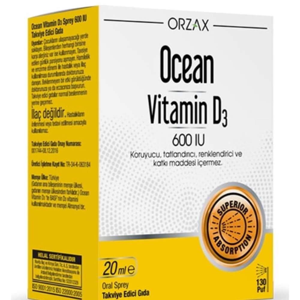 OCEAN VİTAMİN D3 600 IU 20 ML SPREY