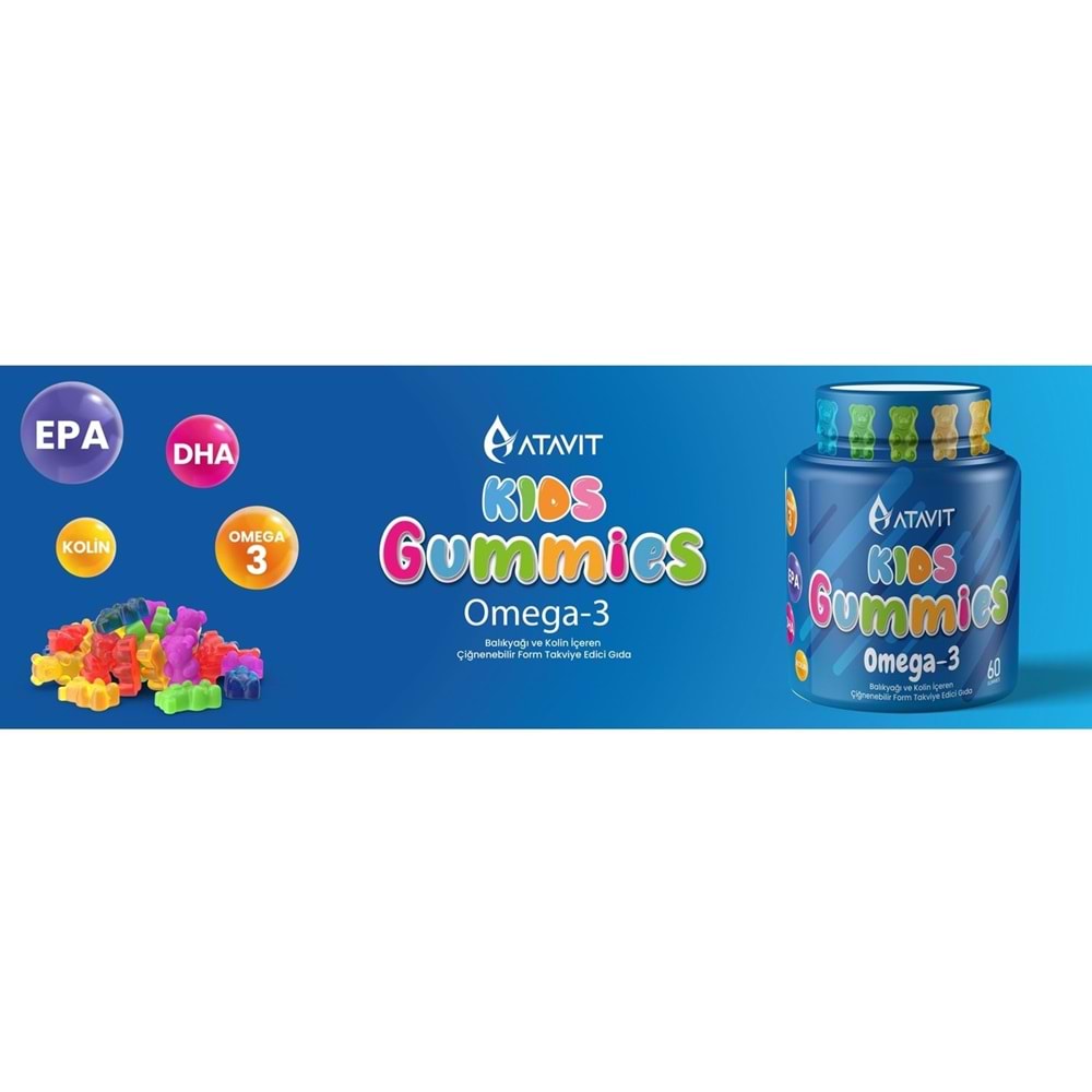 ATAVİT KİDS GUMMİES (OMEGA-3 BALIK YAĞI & KOLİN 60 ADET
