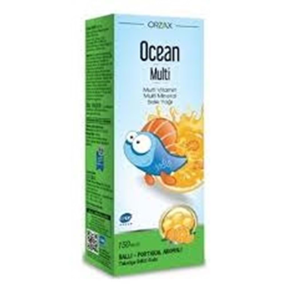 OCEAN MULTİ ŞURUP ( MULTİ VİTAMİN & MULTİ MİNERAL ) BALLI- PORTAKALLI 150 ML