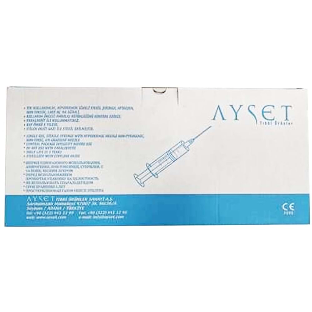 ENJEKTÖR 5 CC SİYAH 225 Lİ PAKET ( AYSET )
