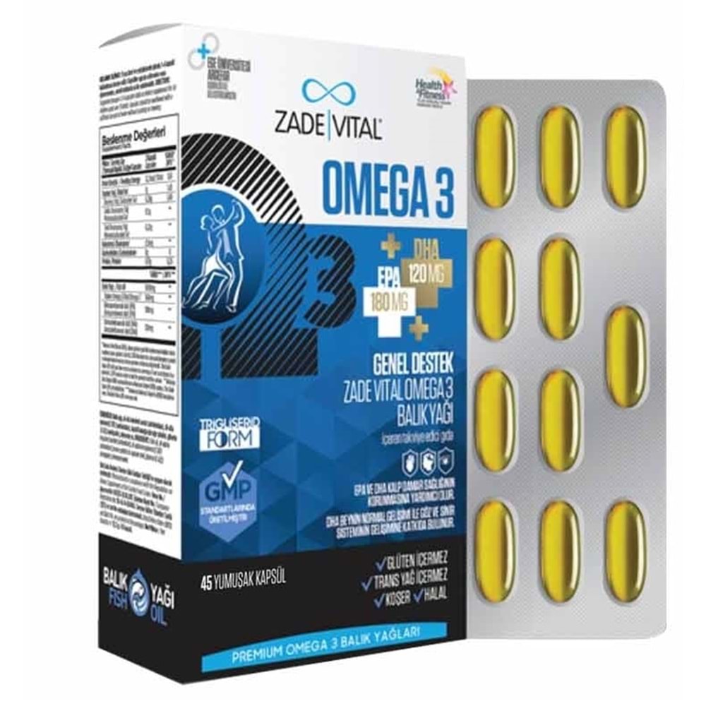 ZADE VİTAL OMEGA 3 BALIK YAĞI PREMIUM 45 KAPSÜL