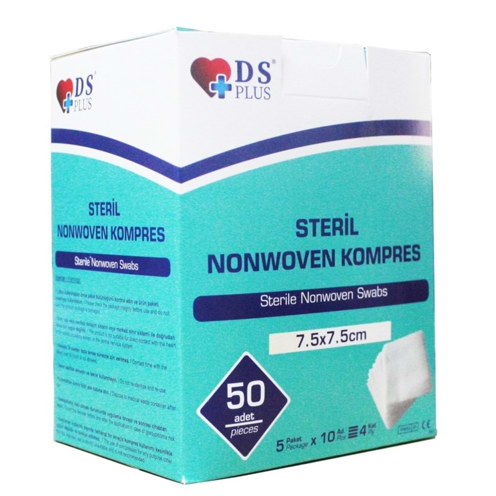 GAZLI BEZ KOMPRES STERIL NONWOVEN 7,5*7,5 CM 50 Lİ D.S