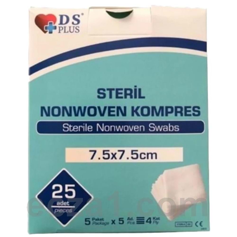 GAZLI BEZ KOMPRES STERIL NONWOVEN 7,5*7,5 CM 25 Lİ D.S