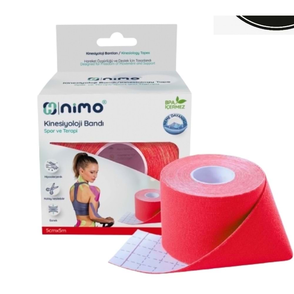 NİMO KİNESİYOLOJİ BANDI 5 CM X 5 M AĞRI BANDI ( KIRMIZI )