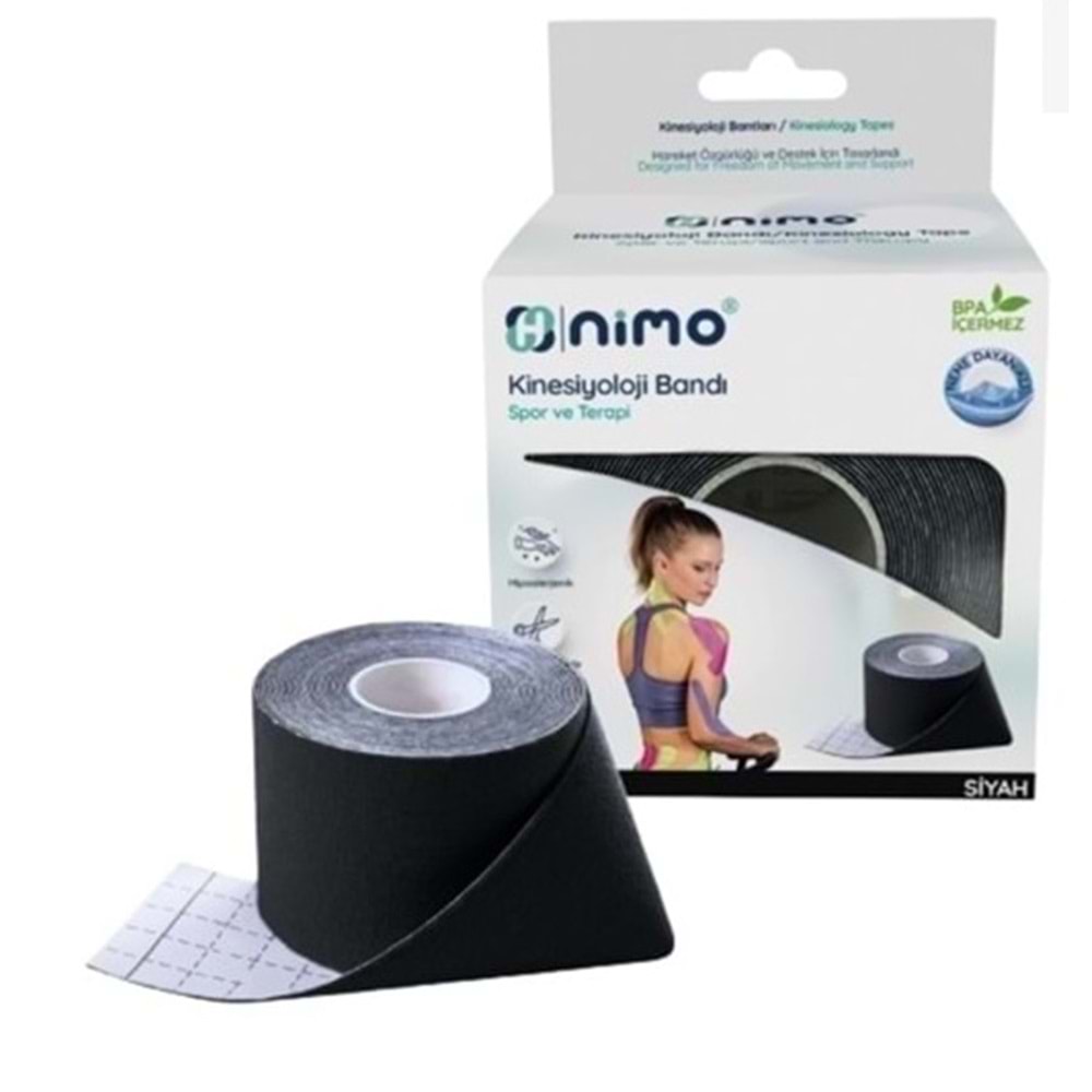 NİMO KİNESİYOLOJİ BANDI 5 CM X 5 M AĞRI BANDI ( SİYAH )