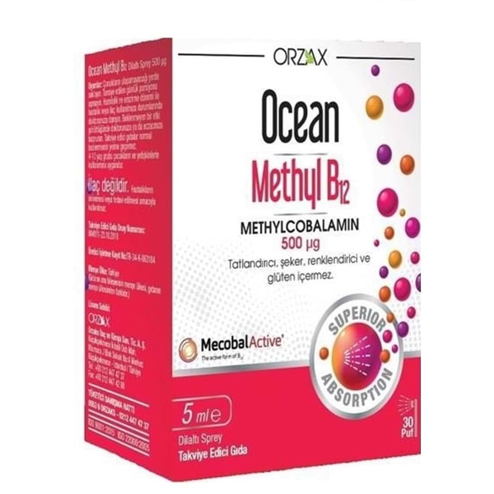 OCEAN METHYL B12 1000 MCG 5 ML DİLALTI SPREY 30 PUF