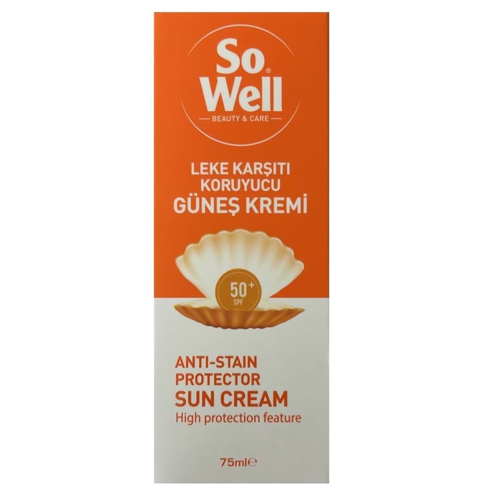 SO WELL SUNCARE KORUYUCU GÜNEŞ KREMİ SPF 50+ UVA&UVB ANTİ-STAİN 75 ML
