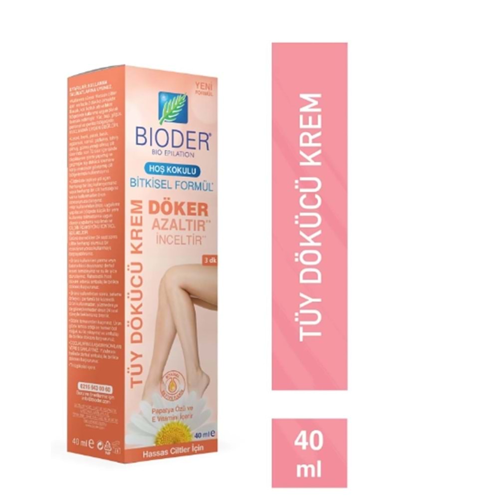 BİODER TÜY DÖKÜCÜ KREM PAPATYA ÖZLÜ VE E VİTAMİNİ İÇERİR 40 GR