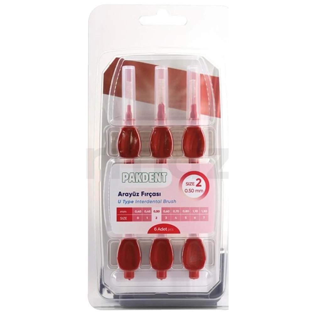 PAKDENT KIRMIZI ARAYUZ FIRCASI 0,50 6 LI