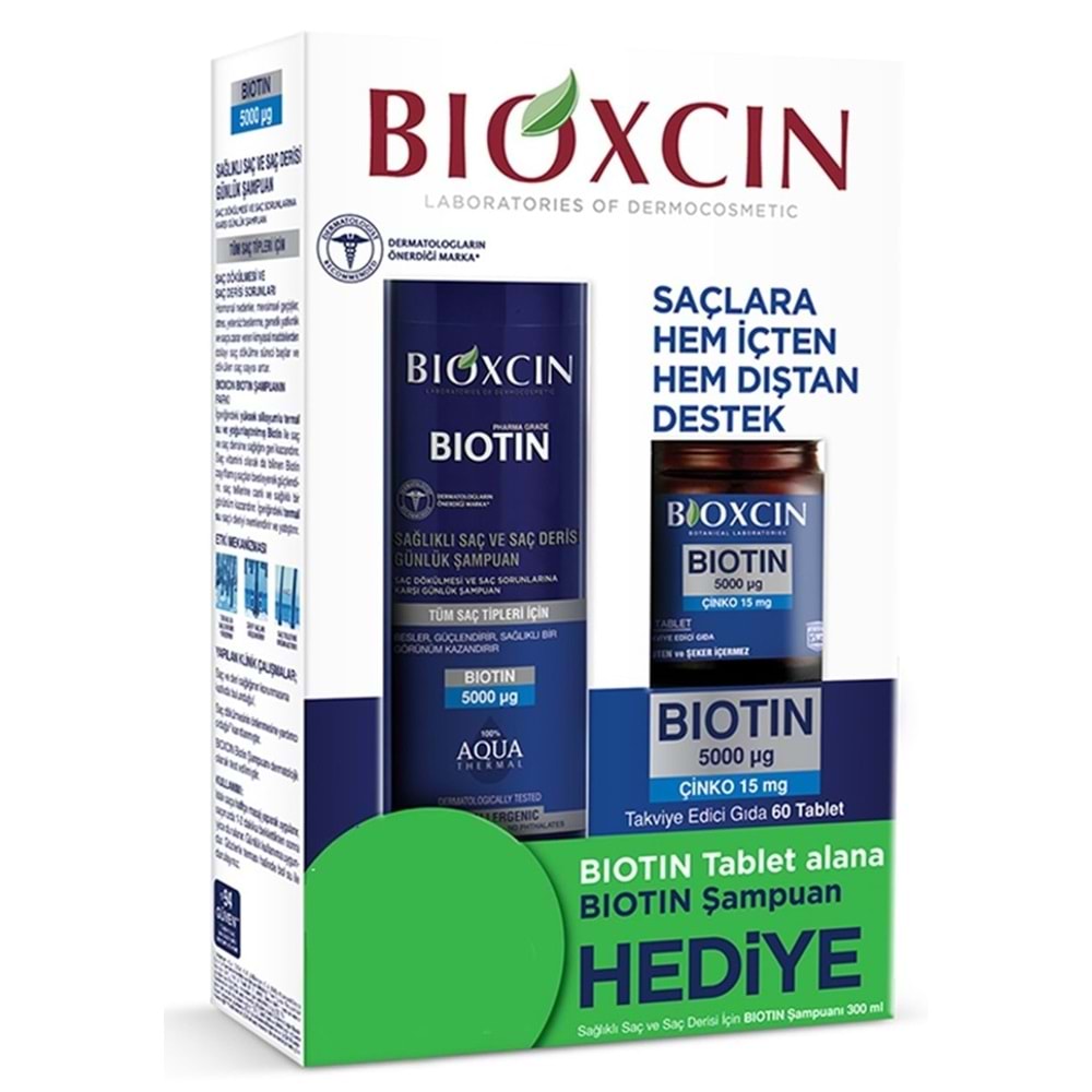 BİOXCIN BİOTİN 5000 MG 60 TABLET & BİOTİN 500 ML ŞAMPUAN HEDİYELİ