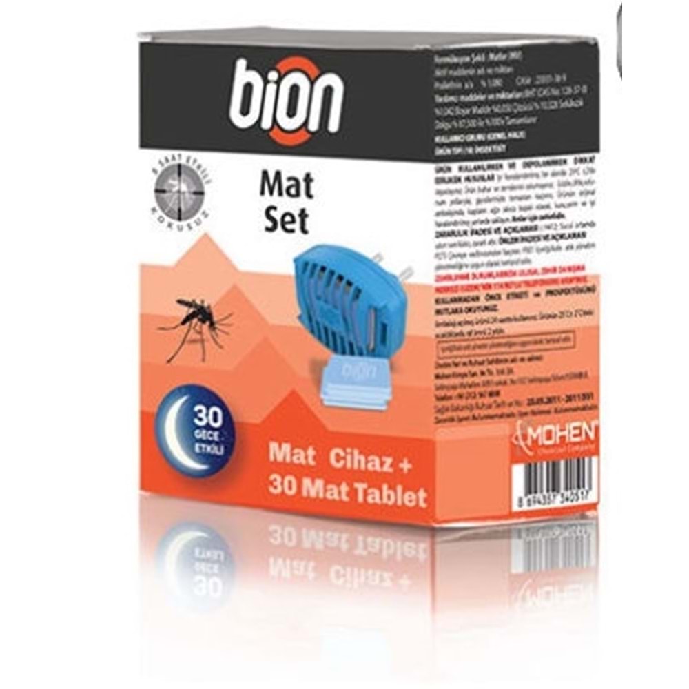 BİON MAT SET CİHAZ + 30 TABLET SİVRİ SİNEK KOVUCU