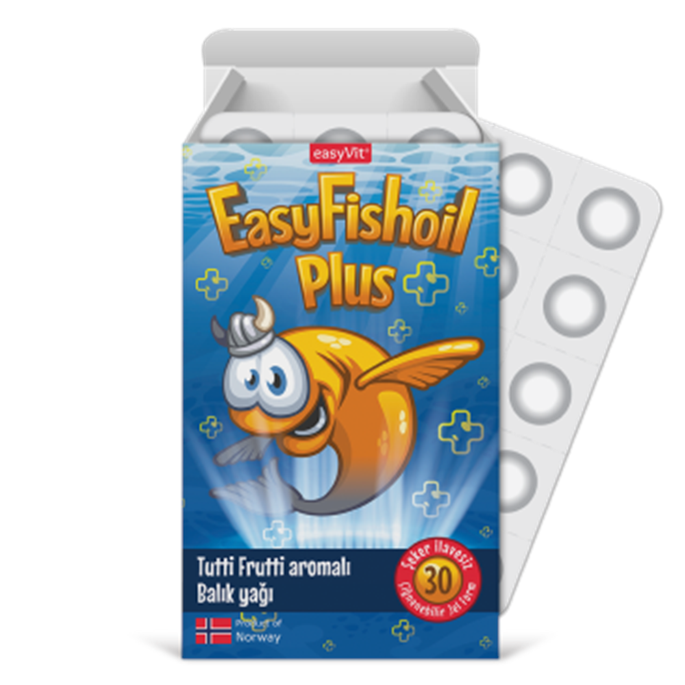 EASY FİSHOİL OMEGA 3 ÇİĞNENEBİLİR JEL 30 TABLET ( LİMON & PORTAKAL ) AROMALI