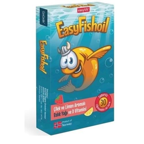 EASY FİSHOİL OMEGA 3 ÇİĞNENEBİLİR JEL FORM 30 TABLET ( ÇİLEK & LİMON ) AROMALI