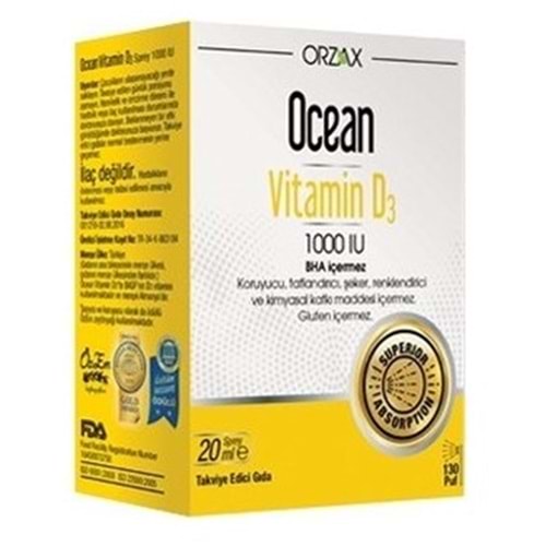 OCEAN VİTAMİN D3 SPREY 1000 IU 20 ML