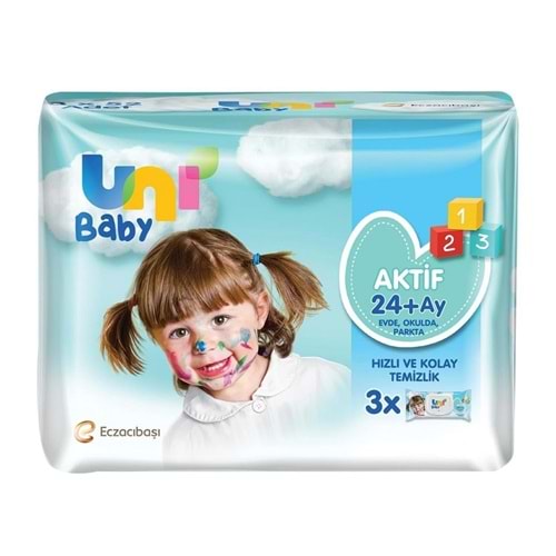 UNİ BABY ISLAK MENDİL AKTİF 24 +AY ( 3 x 52 )