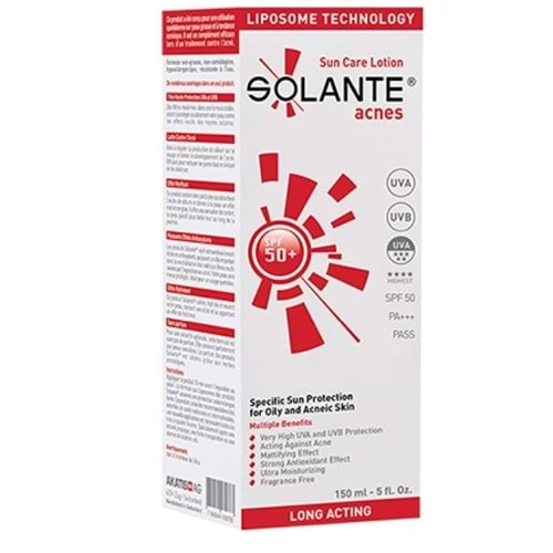 SOLANTE ACNES SUN CARE LOTİON SPF50+ 150 ML ( AKNELİ CİLTLER İÇİN )