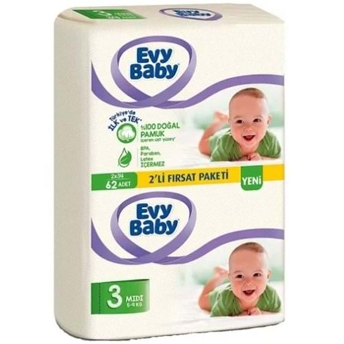 EVY BABY ÇOCUK BEZİ NO:3 62 ADET