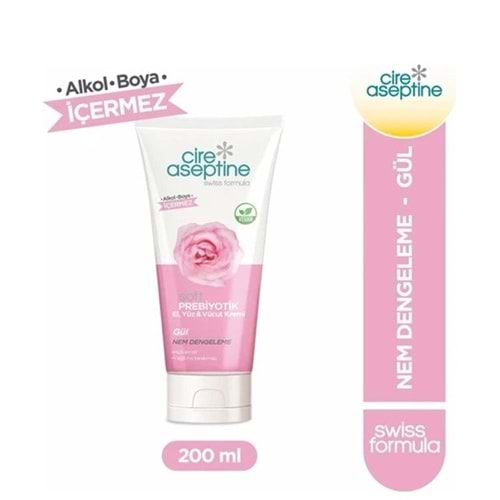 CİRE ASEPTİNE SOFT PREBİYOTİK GÜL EL,YÜZ VE VÜCUT KREMİ 200 ML