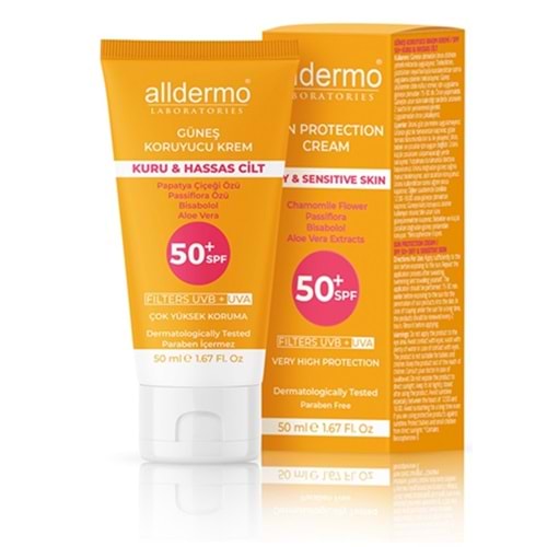 GUNES KORUYUCU SPF 50+ 50 ML KURU VE HASSAS ALLDERMO