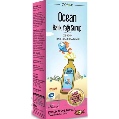 OCEAN TUTTİ FRUTTİ KARIŞIK MEYVE AROMALI BALIK YAĞI ŞURUP 150 ML