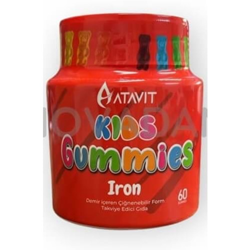 ATAVİT KİDS GUMMİES İRON(DEMİR) ÇİĞNENEBİLİR FORM / 60 ADET)