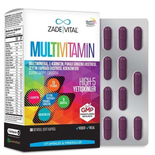 ZADE VİTAL MULTİVİTAMİN BİTKİSEL 30 KAPSÜL