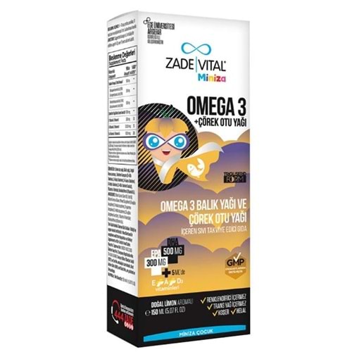 ZADE VİTAL MİNİZA OMEGA 3 BALIK YAĞI + ÇÖREKOTU YAĞI 150 ML