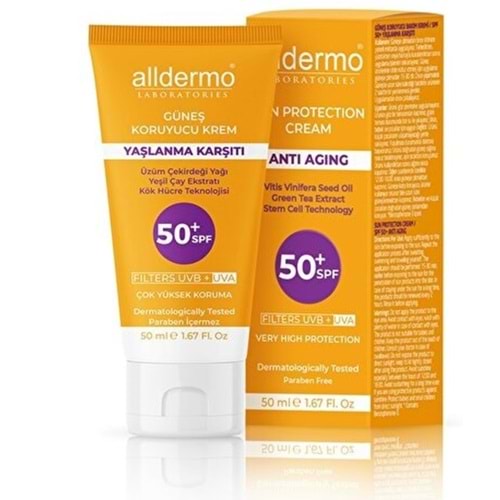 ALLDERMO GÜNEŞ KREMİ SPF 50+ ANTİ AGING 50 ML ( YAŞLANMA KARŞITI )