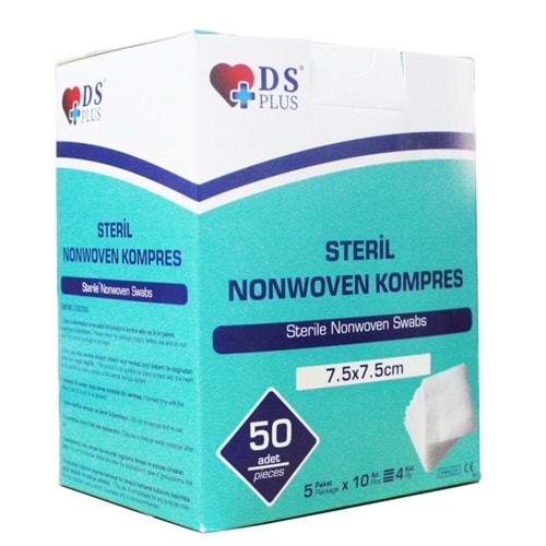 GAZLI BEZ KOMPRES STERIL NONWOVEN 7,5*7,5 CM 50 Lİ D.S