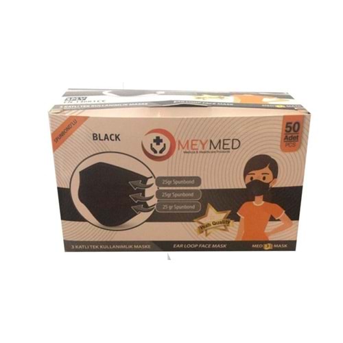 MASKE SITERİL 50 Lİ PAKET SİYAH