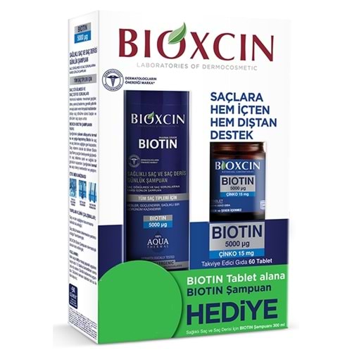 BİOXCIN BİOTİN 5000 MG 60 TABLET & BİOTİN 500 ML ŞAMPUAN HEDİYELİ