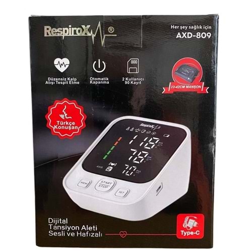 TANSİYON ALETİ RESPİROX OTOMATİK KONUŞAN DİJİTAL AXD-809