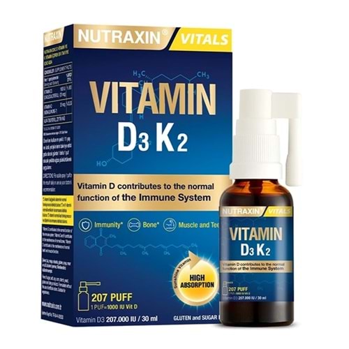 NUTRAXIN VİTAMİN D3K2 SPREY 30 ML
