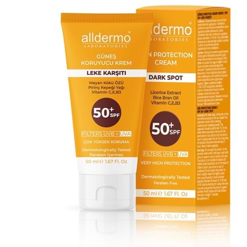 ALLDERMO GÜNEŞ KREMİ SPF 50+ DARK SPOT 50 ML ( LEKE KARŞITI )