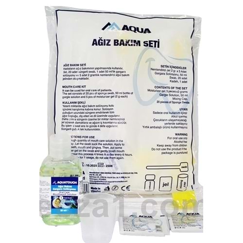 Aqua Ağız Bakım Seti - Süngerli Swap 20 Adet +Gargara 50 ml + Jel 5x2 gr - 5 Adet