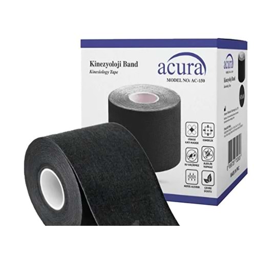 ACURA KİNESİOLOGY 5 CM X 5 MT AĞRI BANDI ( SİYAH )