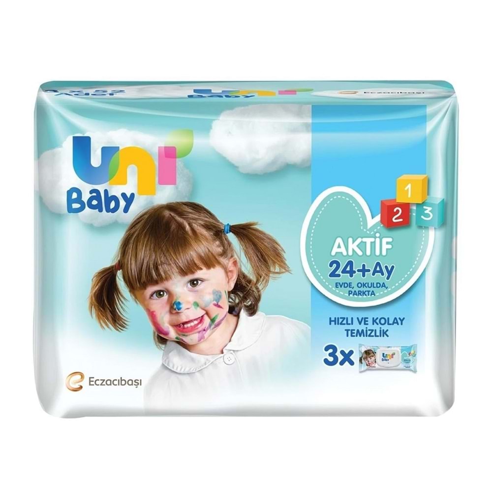 UNİ BABY ISLAK MENDİL AKTİF 24 +AY ( 3 x 52 )