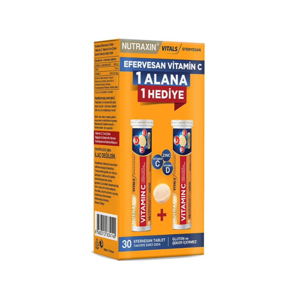 NUTRAXİN VİTAMİN C D ZİNC 15+15 EFF TB İKİLİ KOFRE